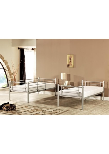 Nova Premium Silver Metal Ranza ve Karyola 90X200 cm