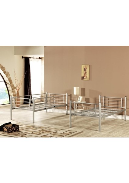 Nova Premium Silver Metal Ranza ve Karyola 90X200 cm