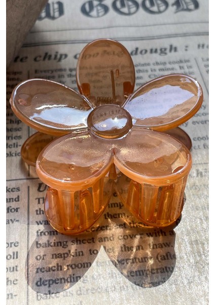 Şeffaf Çiçek Figürlü Mandal Toka Kiremit SBT1644