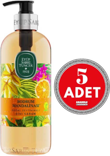 Bodrum Mandalinası Doğal Zeytinyağlı Sıvı Sabun 500 ml x 5 Adet