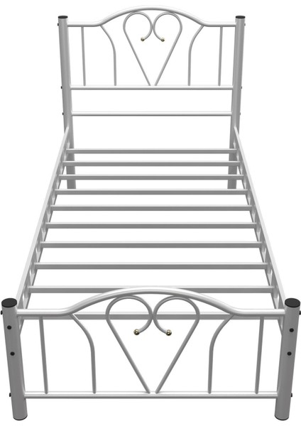 Orkide Tek Kişilik Ferforje Tarz Beyaz Metal Karyola 90X190