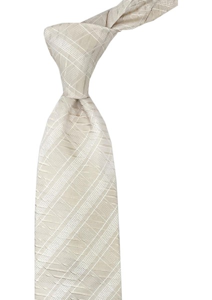 Peruffo Style Krem Kendinden Desen Italyan Ipek Kravat İK1320