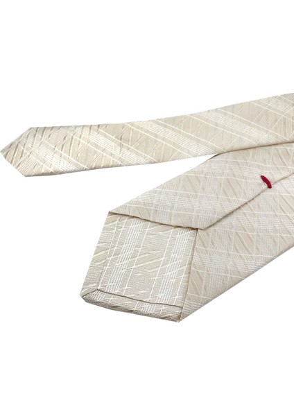 Peruffo Style Krem Kendinden Desen Italyan Ipek Kravat İK1320