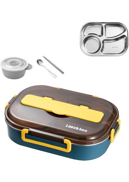 Ofis Çalışanı Dört Izgara Yemek Kabı Öğrenci Gıda Sınıfı Paslanmaz Çelik Yemek Kabı (Yurt Dışından)