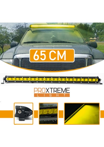 Cree 24 LED 72W Yayıcı Delici Ince Sarı Off Road LED Bar 65CM