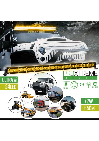 Cree 24 LED 72W Yayıcı Delici Ince Sarı Off Road LED Bar 65CM fiyatları