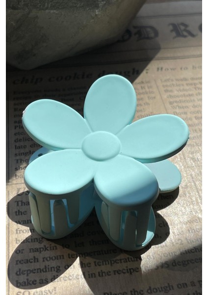 Şeffaf Çiçek Figürlü Mandal Toka Turkuaz SBT1645