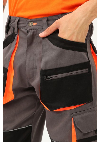 Iş Pantolonu Lizbon Model Çok Cepli Harman Kumaş Füme modelleri