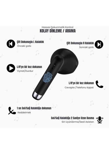 Usams -IA04 Ios/android Uyumlu Bt5.0 Tws Bluetooth Kulaklık-Siyah