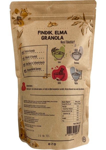 Elma-Dut Kurusu-Fındıklı Granola 360 gr