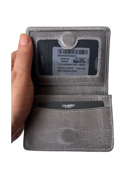 Guard Cüzdan Mini Mıknatıslı Kartlık Kartvizitlik Hakiki Deri 10.5x7.5x2 cm Mini Gri modelleri