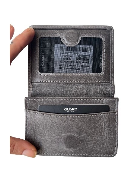 Guard Cüzdan Mini Mıknatıslı Kartlık Kartvizitlik Hakiki Deri 10.5x7.5x2 cm Mini Gri fırsatları