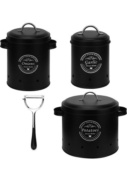 3pcs Patates Soğan Sarımsak Teneke Kutu, Patates Soyma Alet Kapları ile Tezgahlar (Yurt Dışından)