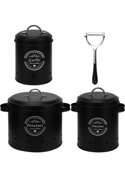 3pcs Patates Soğan Sarımsak Teneke Kutu, Patates Soyma Alet Kapları ile Tezgahlar (Yurt Dışından)