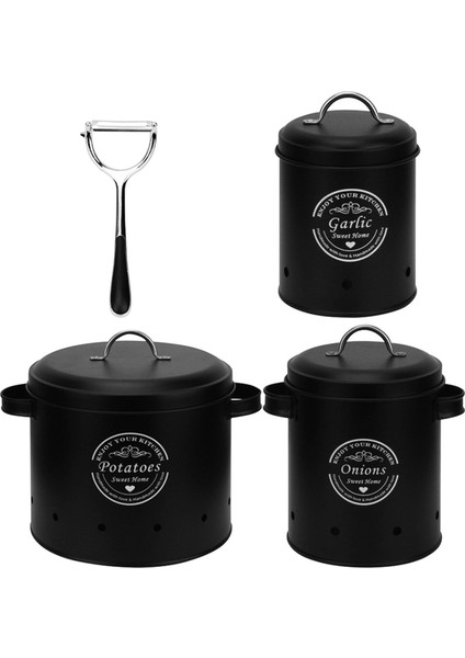 3pcs Patates Soğan Sarımsak Teneke Kutu, Patates Soyma Alet Kapları ile Tezgahlar (Yurt Dışından)