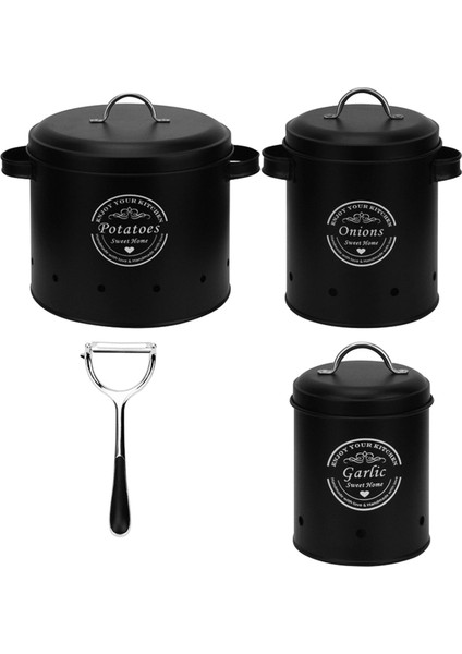 3pcs Patates Soğan Sarımsak Teneke Kutu, Patates Soyma Alet Kapları ile Tezgahlar (Yurt Dışından)