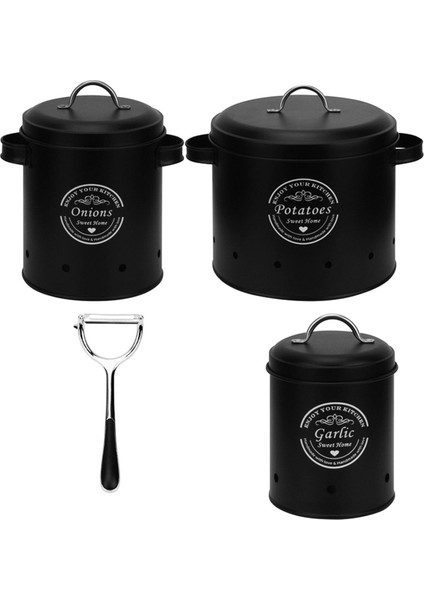 3pcs Patates Soğan Sarımsak Teneke Kutu, Patates Soyma Alet Kapları ile Tezgahlar (Yurt Dışından)
