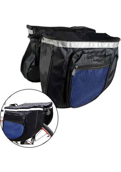 Bisiklet Pannier Bag Bike Kargo Çanta Bisiklet Kuyruk Koltuk Paketi Çift Yan Mavi (Yurt Dışından)
