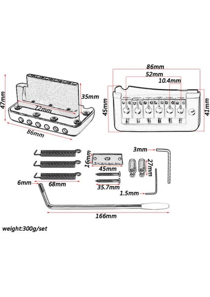 Gitar Parçaları Için 6 Dize Tremolo Gitar Köprüsü Seti (Yurt Dışından)