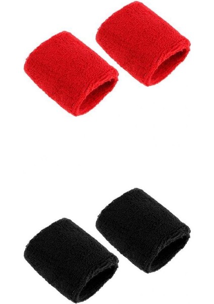 2 Çift Spor Bilek Bantları Yetişkinler Için Ter Bantları Erkekler Golf Siyah Kırmızı (Yurt Dışından)