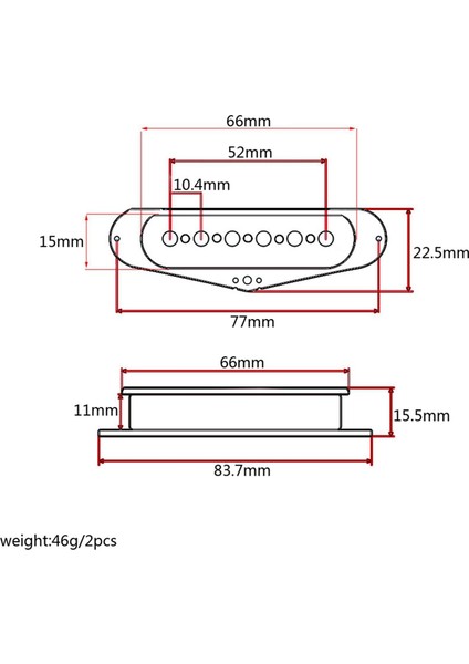 Elektro Gitar Parçaları Için 2x Siyah Gitar Pikap Alnico 5 (Yurt Dışından)