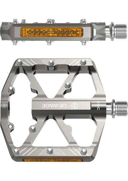 Hafif Dağ Bisikleti Pedalları Yansıtıcı Yol Mtb Bisiklet Düz Pedalları Gümüş (Yurt Dışından)