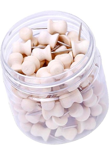 50PCS Dekoratif Ahşap Broşlar Harita Pimi Çizim Broşlar Ofis (Yurt Dışından)