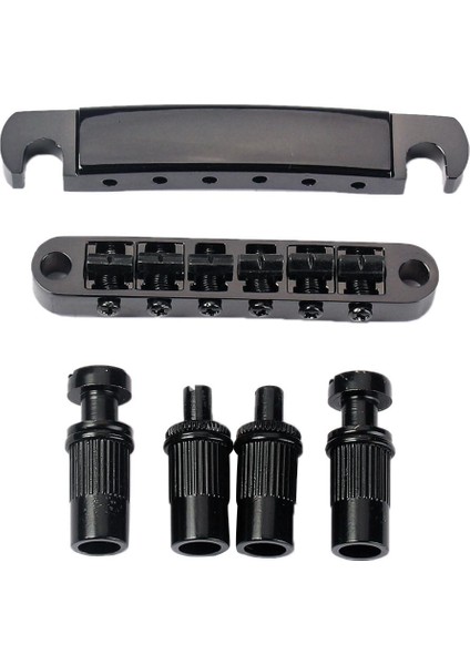 1 Set Gitar Tune O'matic Roller Köprüsü Elektro Gitar Aksesuarları Siyah Parça (Yurt Dışından)