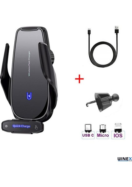 Winex Q9 15W Sensörlü Araç Içi Kablosuz Hızlı Şarj Aleti ve Telefon Tutucu fiyatları