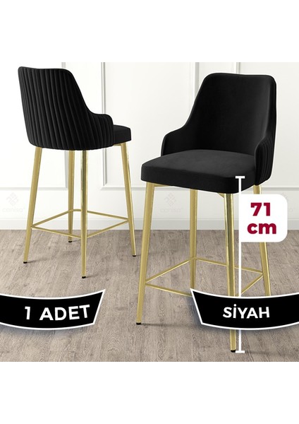 Concept Enox Serisi 1 Adet Mutfak Bar Sandalyesi Babyface Kumaş Gold Kaplama Metal Ayak