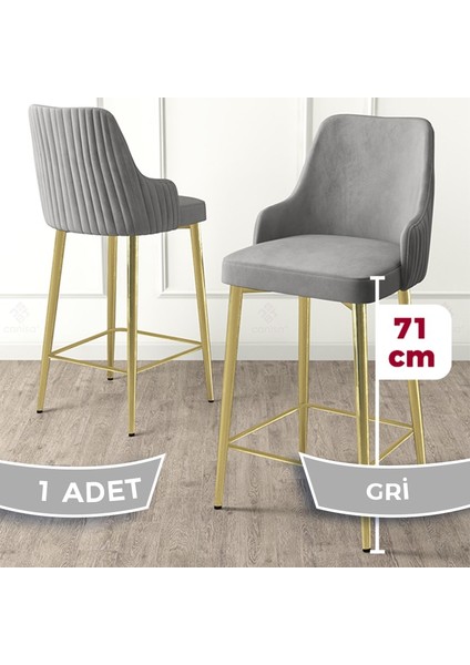 Concept Enox Serisi 1 Adet Mutfak Bar Sandalyesi Babyface Kumaş Gold Kaplama Metal Ayak