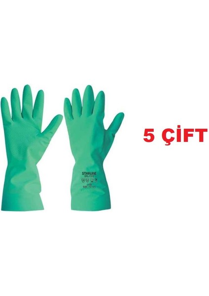 5 Çift Kimyasal Nitril Eldiven Starline STL-1815 Ajklmnopt En 388: 4101X 10-10,5 Beden