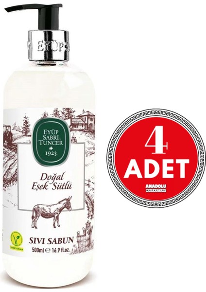 Doğal Eşek Sütlü Sıvı Sabun 500 ml x 4 Adet