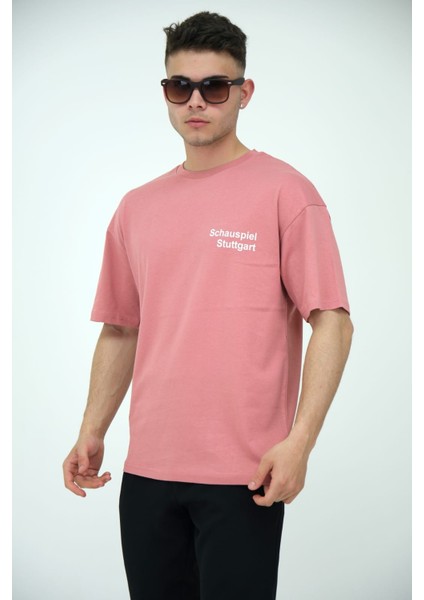 Erkek Oversize Bisiklet Yaka Basic Kısa Kollu Yazı Baskılı T-Shirt fiyatları