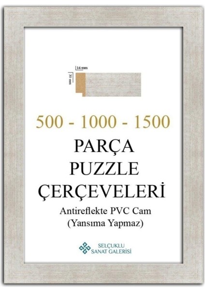 Puzzle Çerçevesi 30 mm Antireflekte PVC Cam ile 100 Parça 34x48 cm Gümüş Renk