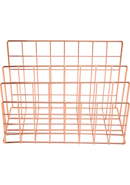 Masaüstü Posta Düzenleyici, 3 Yuvalı Metal Tel, Mektup Düzenleyici Pembe Altın (Yurt Dışından)