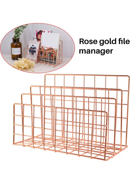 Masaüstü Posta Düzenleyici, 3 Yuvalı Metal Tel, Mektup Düzenleyici Pembe Altın (Yurt Dışından) fırsatları