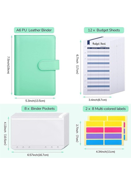 A6 Pu Deri Bütçe Bağlayıcı A6 Bağlayıcı Cepler, Etiketli C (Yurt Dışından)
