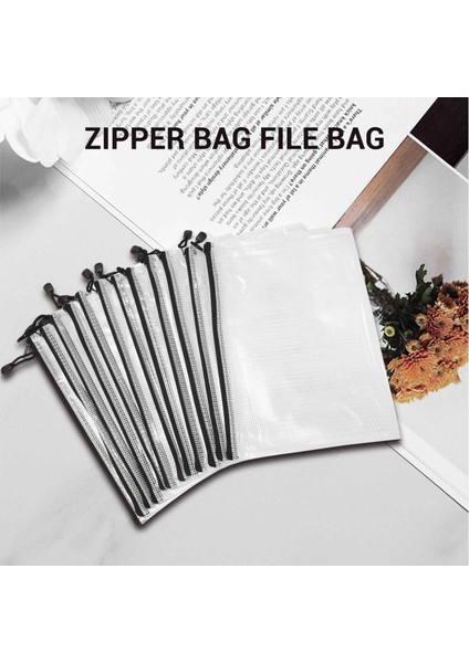 12 Adet A4 Fermuarlı File Çanta Pvc Ofis Malzemeleri Saklama Çantası (34CMX24CM) (Yurt Dışından)
