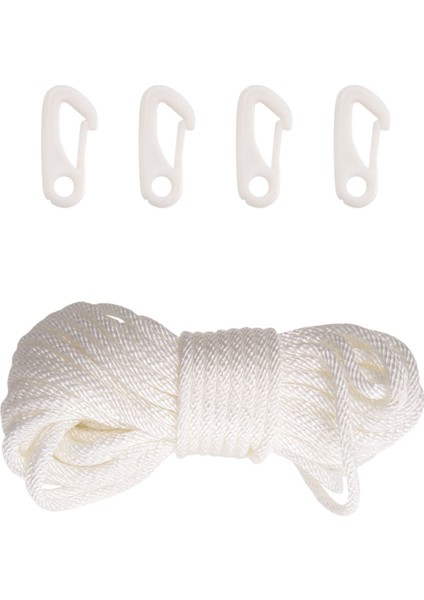 50 Feet x 1/4 Inç Bayrak Direği Halyard Halatı, 4 Adet Kanca Klipsli (Yurt Dışından)