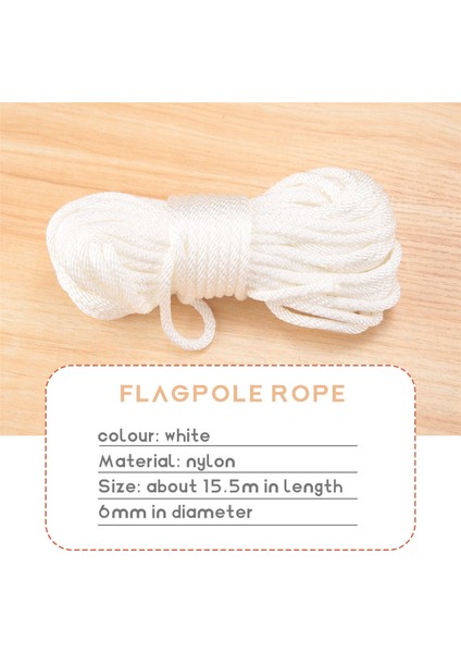 50 Feet x 1/4 Inç Bayrak Direği Halyard Halatı, 4 Adet Kanca Klipsli (Yurt Dışından)