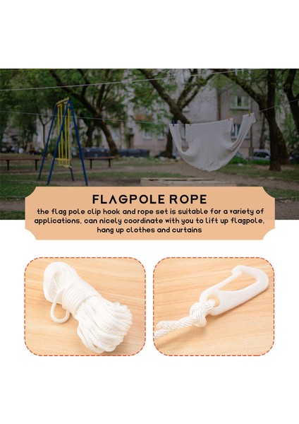 50 Feet x 1/4 Inç Bayrak Direği Halyard Halatı, 4 Adet Kanca Klipsli (Yurt Dışından)