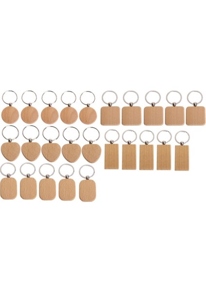 25 Adet Boş Ahşap Anahtarlık Diy Ahşap Anahtarlık Yüzükler Anahtar Etiketleri (Yurt Dışından)