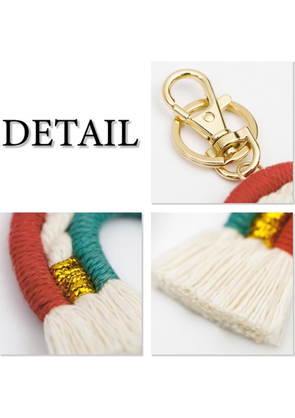 Makrome Gökkuşağı Anahtarlık, El Dokuması Anahtarlık, Boho Renkli, C (Yurt Dışından) modelleri