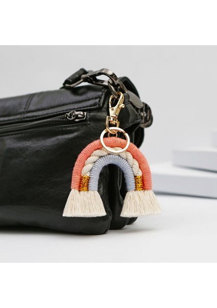 Makrome Gökkuşağı Anahtarlık, El Dokuması Anahtarlık, Boho Renkli, C (Yurt Dışından) indirimleri