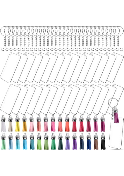 120 Parça Akrilik Anahtarlık Boş Püskül Kolye Seti Içeriği (Yurt Dışından)