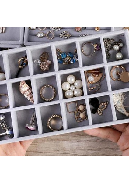 Moda Taşınabilir Kadife Takı Yüzük Takı Ekran Organizatör Kutusu (Yurt Dışından)