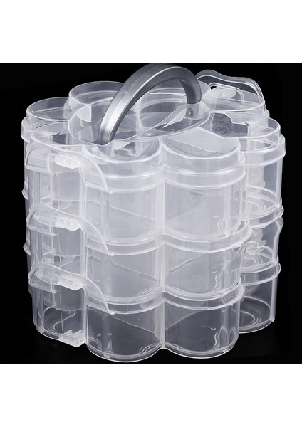 3 Katlı Şeffaf Plastik Istiflenebilir Organizatör Hobby Craft Box - Şeffaf (Yurt Dışından)