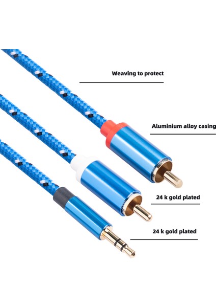 Rca Kablosu 3.5mm Jak Erkek - 2 Rca Erkek Kulaklık Bölücü Kablo, 1m (Yurt Dışından)