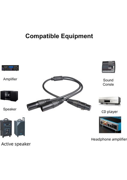 Xlr Ayırıcı Kablo, 3 Pinli Xlr Dişi - Çift Xlr Erkek Yama Y Kablosu (Yurt Dışından)